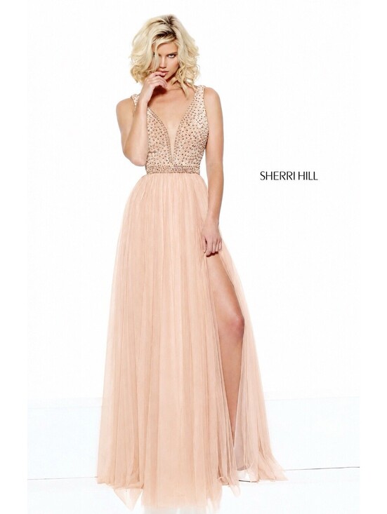 Sherri Hill Dresses & Skirts - Sherri Hill Sz 4 Prom Pageant Blush Pink Beaded Chiffon A-Line Gown Homecoming